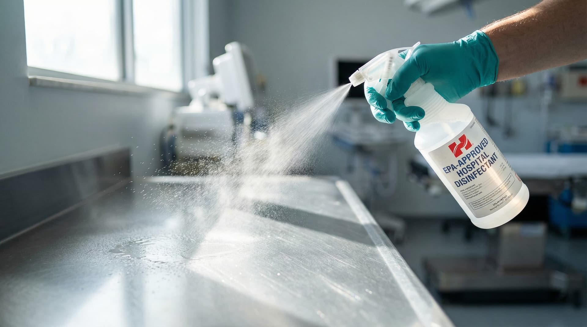EPA-approved disinfectant close-up detail