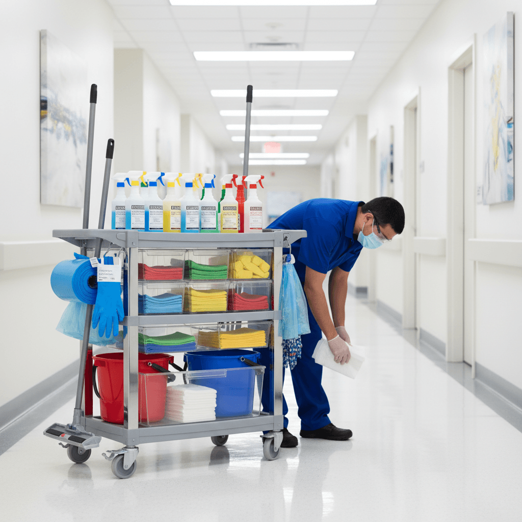 Professional supply cart and equipment