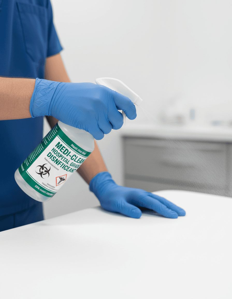 EPA-approved disinfectant close-up detail